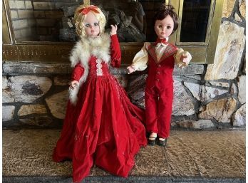Pair Of Animated Christmas Dolls Decorations