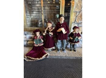 Set Of Four Victorian Christmas Carolers Decorations