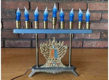 Cast Iron Menorah Made In Israel Tested & Working