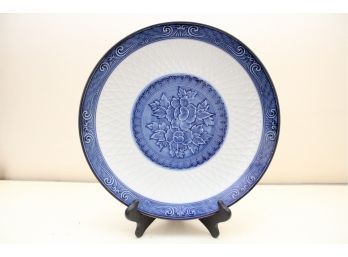 Large Blue And White Hand Painted Asian Plate