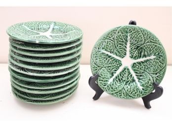 Set Of 12 Hand Painted Green Dishes