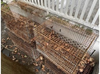 Four Rusted Animal Cages Good For Repurposing, Props Or Display