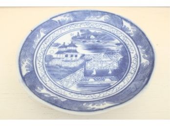 Blue And White Hand Painted Asian Elevated Plate