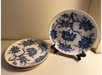 Set Of Four Blue & White Nasco Paradise Plates