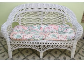 Wicker Bench With Cushion