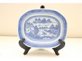 Blue & White Hand Painted Asian Dish