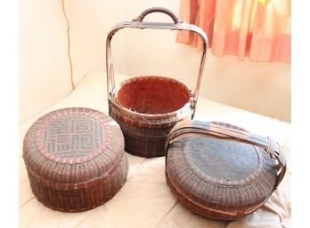 Trio Of Vintage Woven Baskets