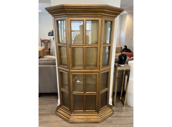 Wooden Curio Cabinet With Glass Doors And Shelves