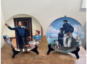 Pair Of Hand Painted Plates Including The Honeymooners And Normal Rockwell
