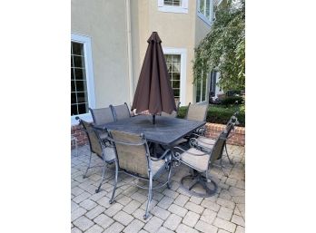 10 Piece Patio Table Set - 8 Chairs, Table & Umbrella