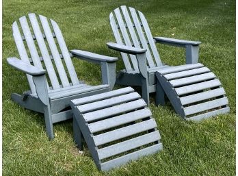 Pair Of Adirondack Chairs With Foot Rests