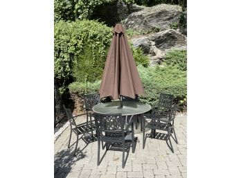 Aluminum Patio Table & Chairs With Umbrella