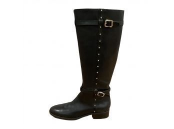 Vince Camuto Studded Preslen Black Leather Riding Boots Size 9.5