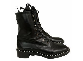 Stuart Weitzman Allie Pearl Ankle Lace Up Boots Size 10-10.5