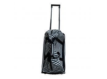 Striped Black & White Duffle Bag On Wheels Brand New