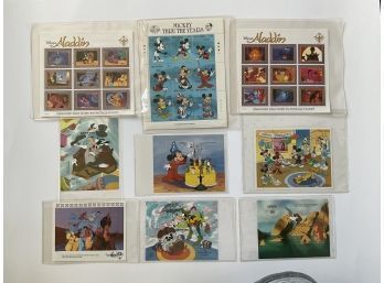 Disney Mickey, Aladdin, Little Mermaid Collection Of Postage Stamps