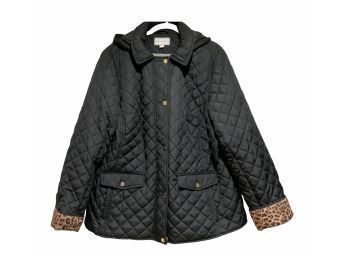 Charter Club Black Quilted Jacket With Hood Size 2X