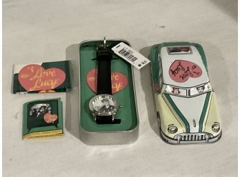 Fossil I Love Lucy Watch With Tin Car Case & Original Box Limited Edition NEW