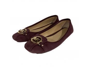 Michael Kors Wine Suede Leather Flats Size 9.5