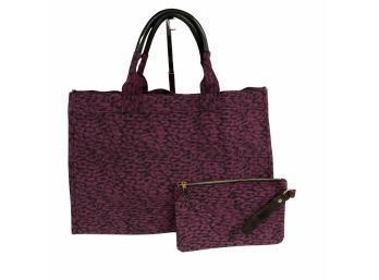 Purple & Black Two Piece Tote Bag & Wristlet Set Brand New