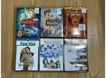 6 DVDs New & Sealed Bambi, Peter Pan, African Cat, The Big Chill, Foul Play & Silence Of The Lambs