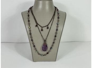 Multi-strand Necklace With Purple Stones