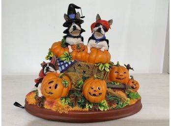 Boston Terrier Pumpkin Patch Halloween By Danbury Mint
