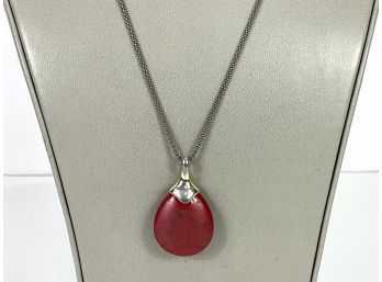 925 Silver Necklace With Red Stone