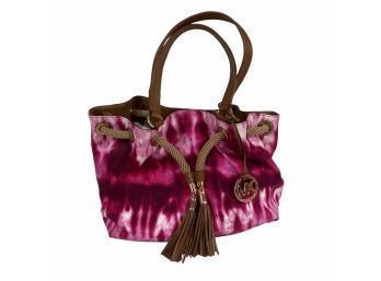 Michael Kors Fuchsia Tie-dyed Drawstring Bag With Tassels