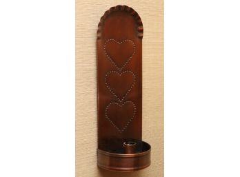 Heart Trio Copper Wall Hanging Candle Holder
