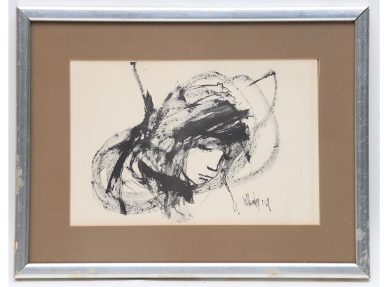 Charcoal Drawing Dated 1969 Framed
