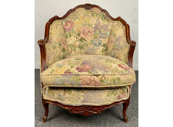 Custom Upholstered Carved Bergere Club Chair