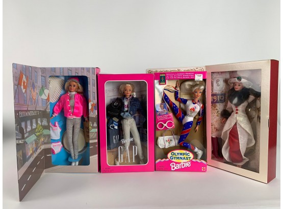 Set Of Four Barbie Dolls Including Bloomingdales And Gap