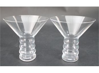 Pair Of Riedel Crystal Art Deco Style Martini Glasses