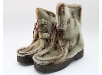 Pair Of Fur Boots Made In Italy Size 41