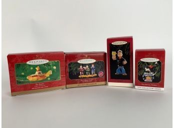 Set Of Four Hallmark Miscellaneous Ornaments Including The Beatles