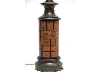 Unique Leather Stamp Printed Table Lamp