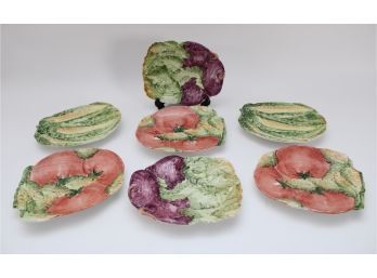 Set Of 7 Hand Painted Vegetable Dishes