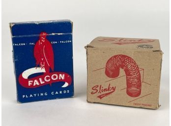 Vintage Slinky And Playing Cards