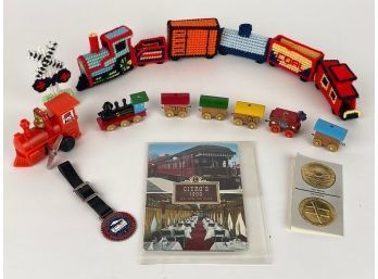 Train Collector Lot Including Post Cards And Medal