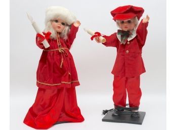 Pair Of Children Christmas Carolers  (Tested And Working)