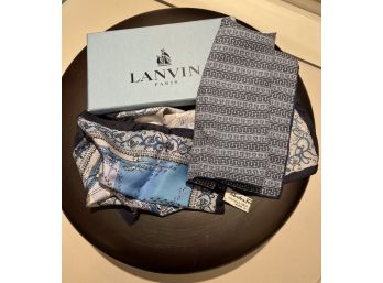 Men's Pocket Squares From Lanvin Paris (in Box) & Salvatore Ferragamo Milan.