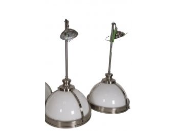 Pair LARGE Scale Machine Age DOME Ceiling Lights