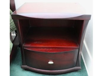 Single Drawer Rosewood Nightstand With Glass Top