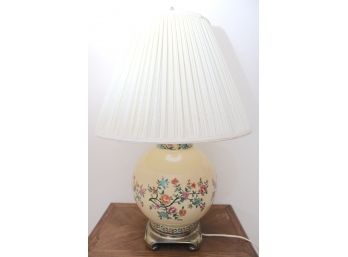 Floral Table Lamp On Brass Base