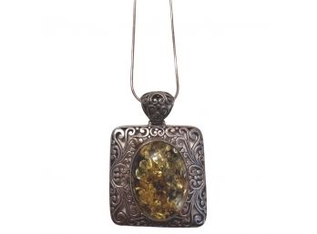 Sterling Silver Yellow Pendant Necklace Weight 54 Grams