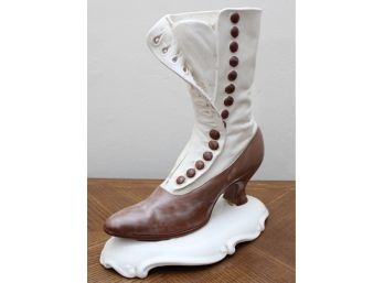 Vintage Hand Painted Victorian Boot Sculpture