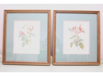 Pair Of Gold Framed Floral Prints