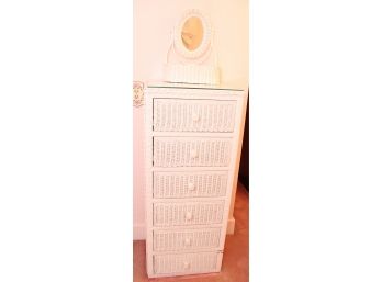 Wicker Chest Of Drawers With Mirrored Basket