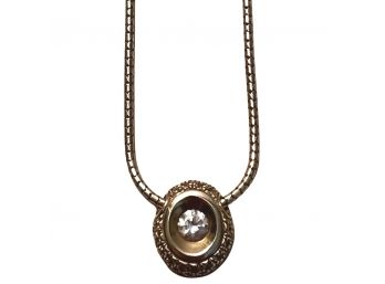 14k Gold Necklace With Crystal Pendant